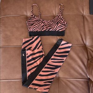 Zebra Print Sports Bra and Leggings Set
